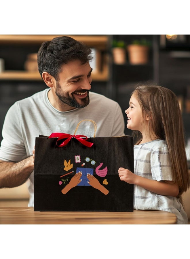 FAYET 10 Pack Black Paper Gift Bags with Handles, Large Kraft Shopping Bags for Business, Boutique, Gifts and Parties - Image 4